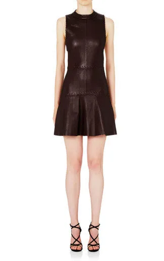 Jane Fonda Leather Mini Dress - Burgundy