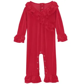 Kickee Pants Kimono Double Ruffle Romper - Crimson