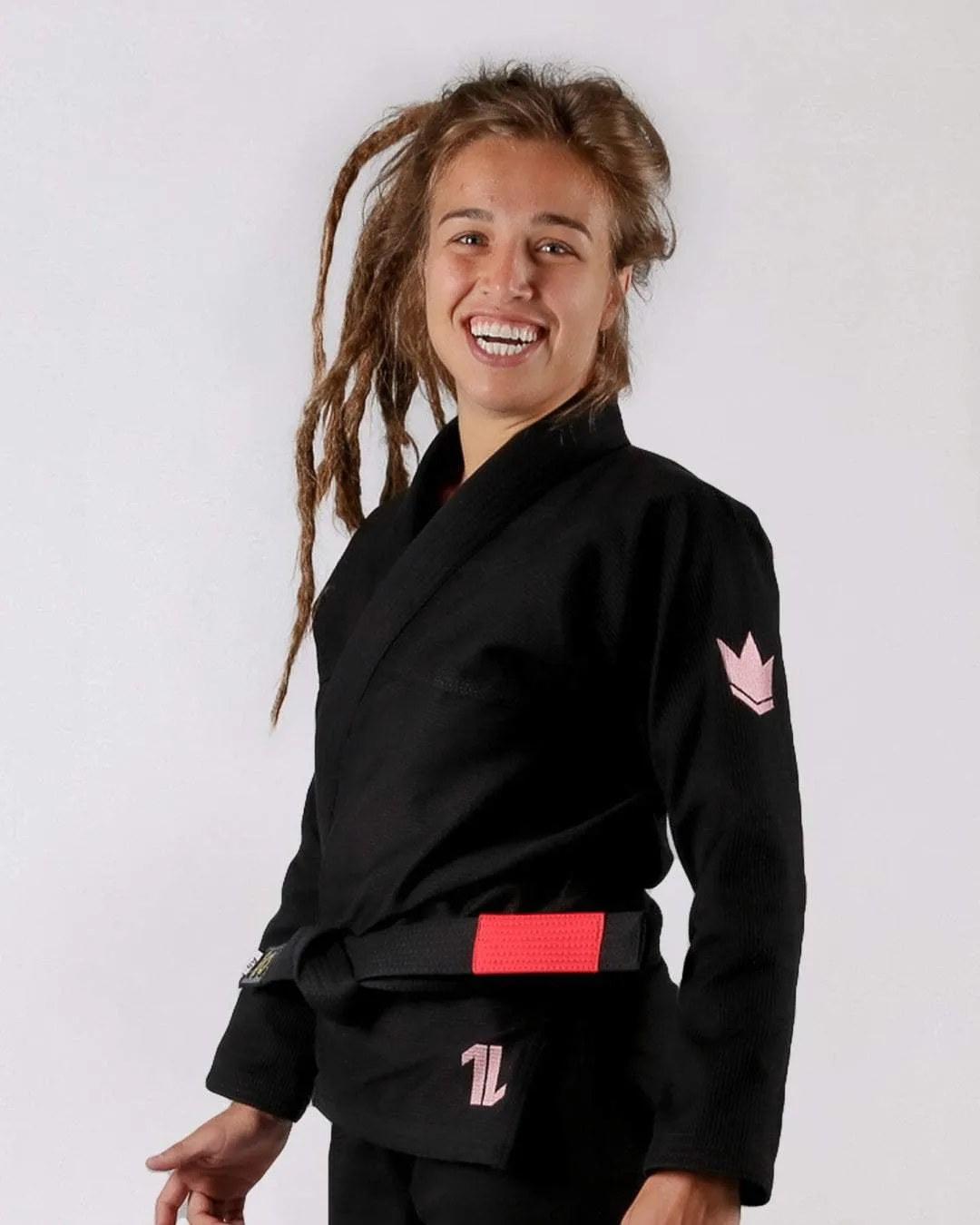 Kimono Femei Brazilian Jiu Jitsu KINGZ The ONE Gi - Negru / Roz Gold - ( Centura Alba Inclusa )