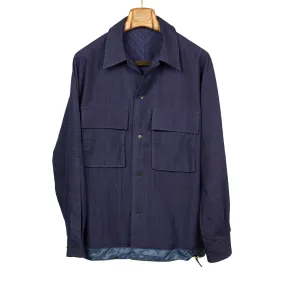 Kimono sleeve overshirt in slubby indigo cotton