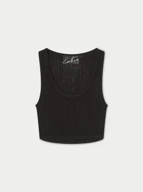 KNITTED VEST TOP - BLACK