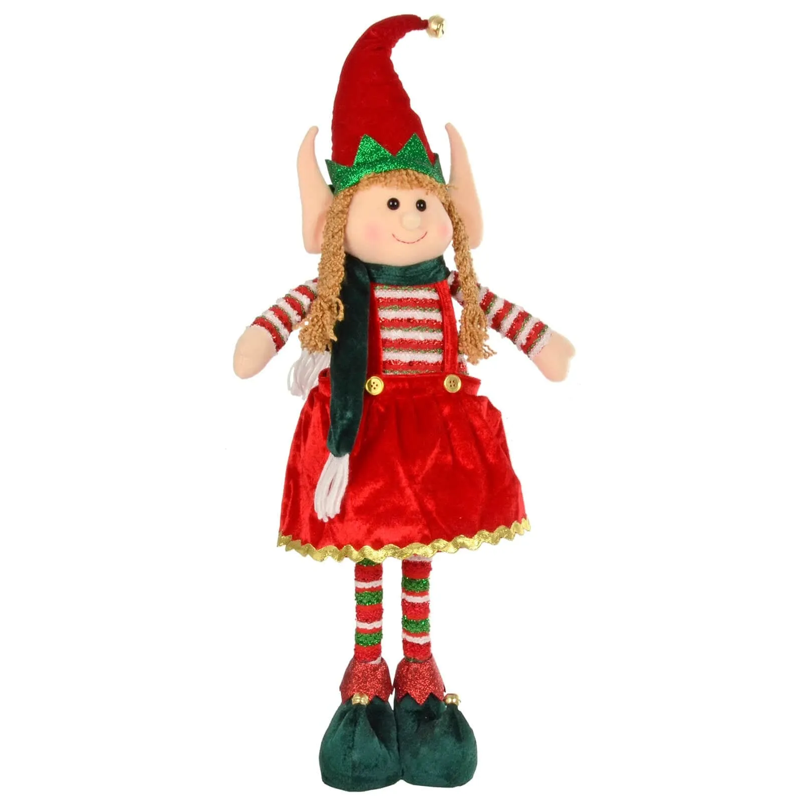 Large Christmas Elf Figure Standing Decoration Red Green 67cm