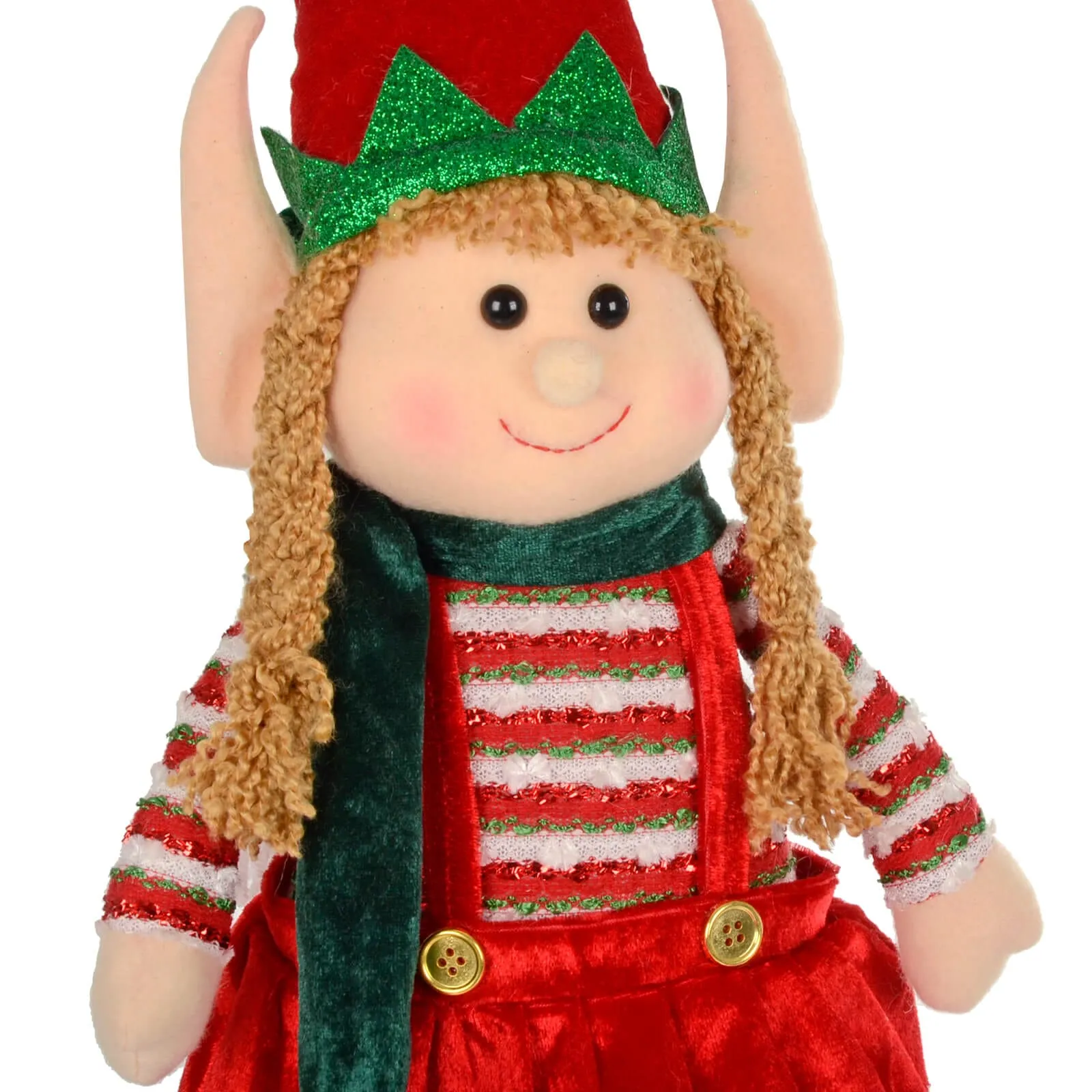 Large Christmas Elf Figure Standing Decoration Red Green 67cm