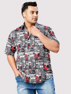 Larva Magazine Digital Printed Half Sleeve Shirt Men's Plus Size