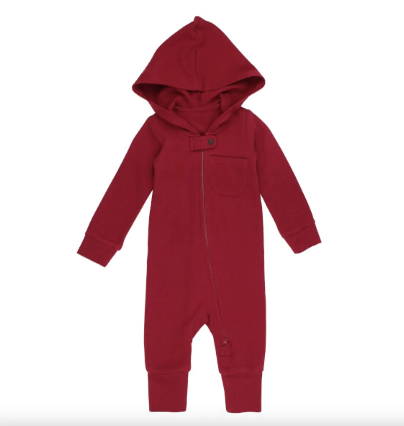 L'oved Baby - Organic Thermal Hooded Zip Romper in Crimson (6-9mo)