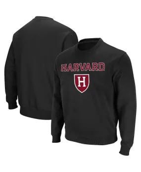 Men's black harvard crimson team arch & logo tackle hoodie in Colosseum twill, black