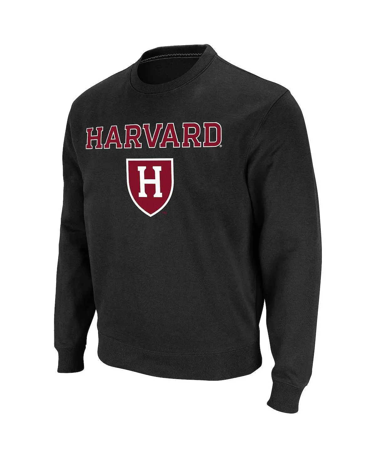 Men's black harvard crimson team arch & logo tackle hoodie in Colosseum twill, black