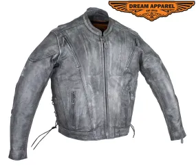 Mens Gray Racer Jacket W/ Side Laces