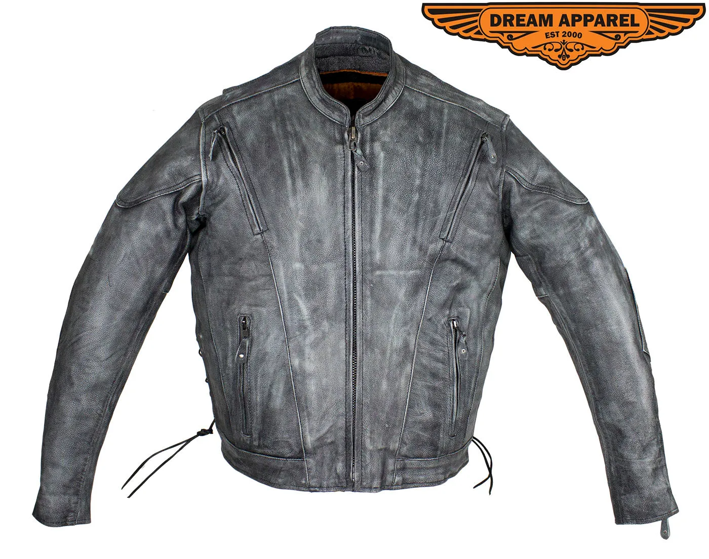 Mens Gray Racer Jacket W/ Side Laces