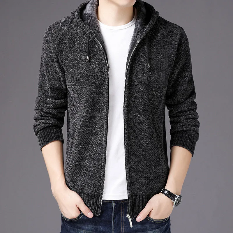 Men's Winter Zipper Knit Cardigan Coat Jacket - Stylish & Warm Outerwear