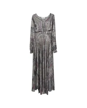 Metallic Maxi Dress with Abstract Print and Side Slit