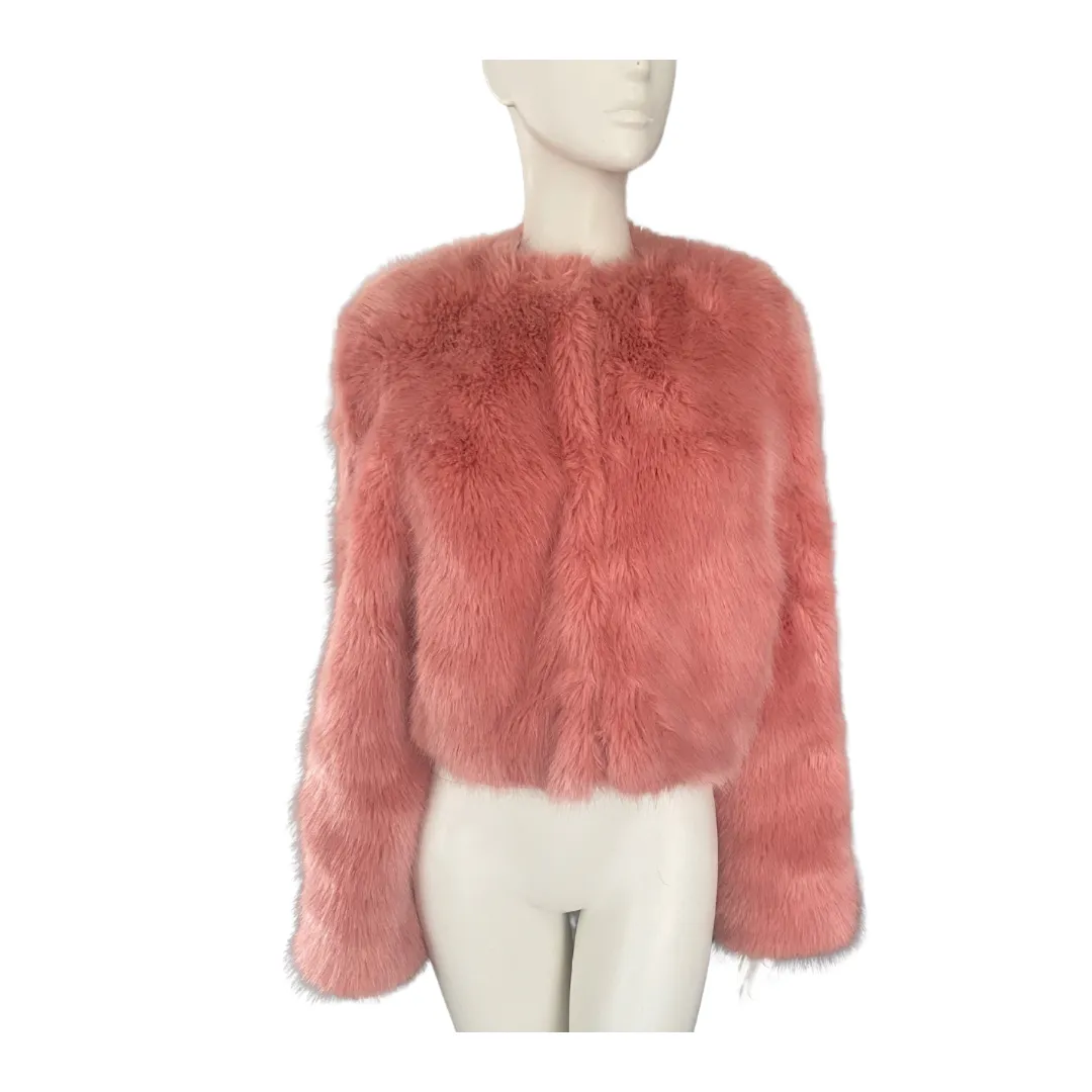 MICHAEL KORS Faux Fur Short Jacket Pink SIZE M