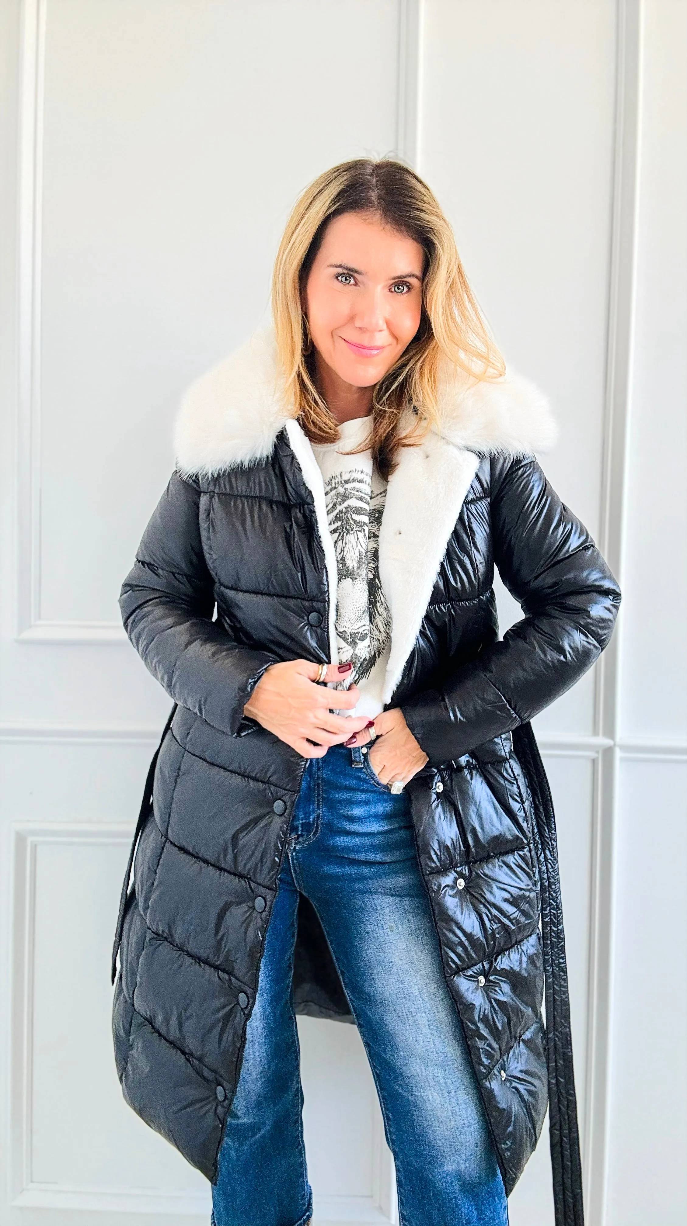 Midnight Snow Quilted Coat