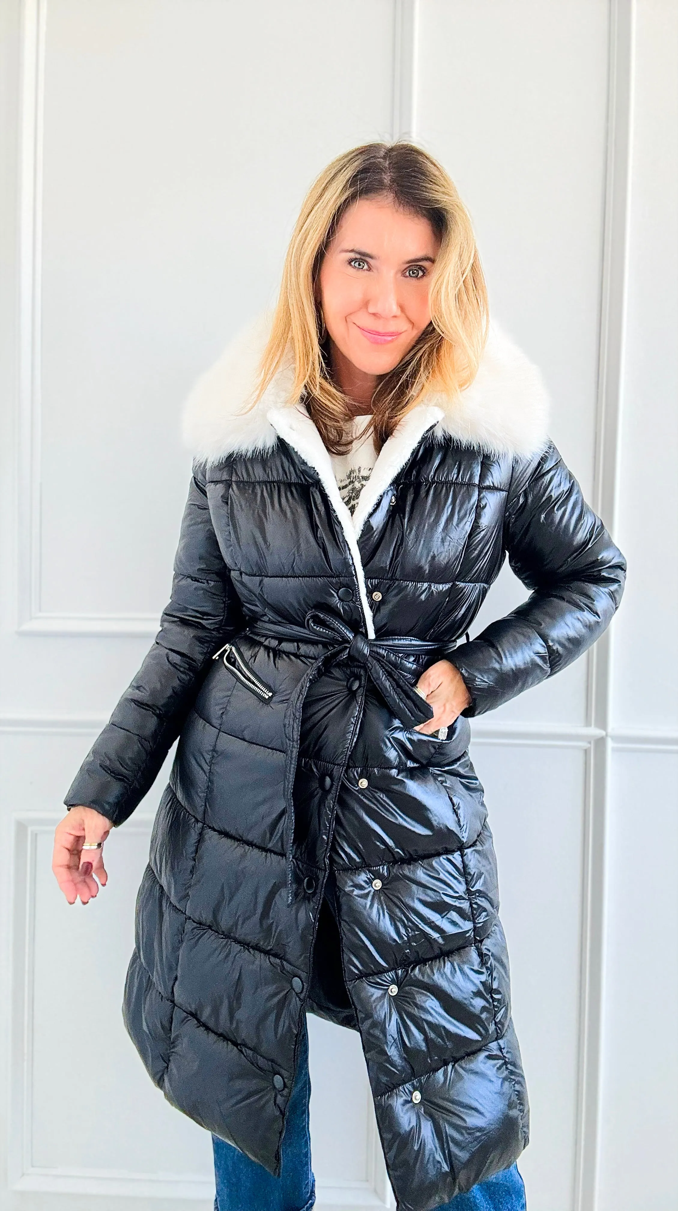 Midnight Snow Quilted Coat