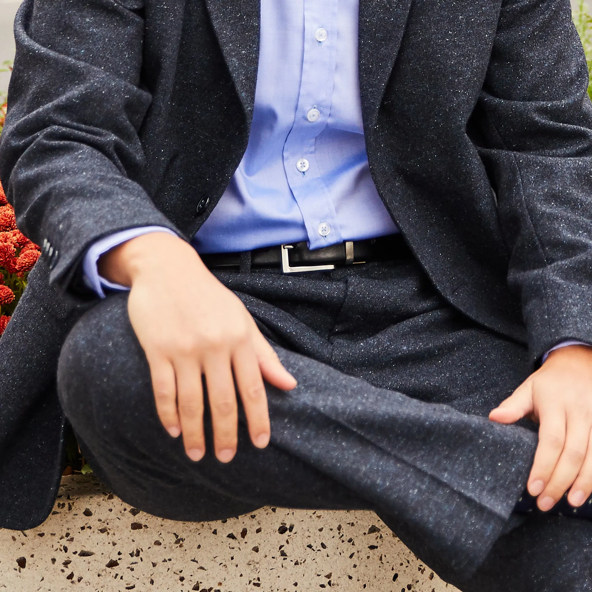 Navy Pebble Dress Pants