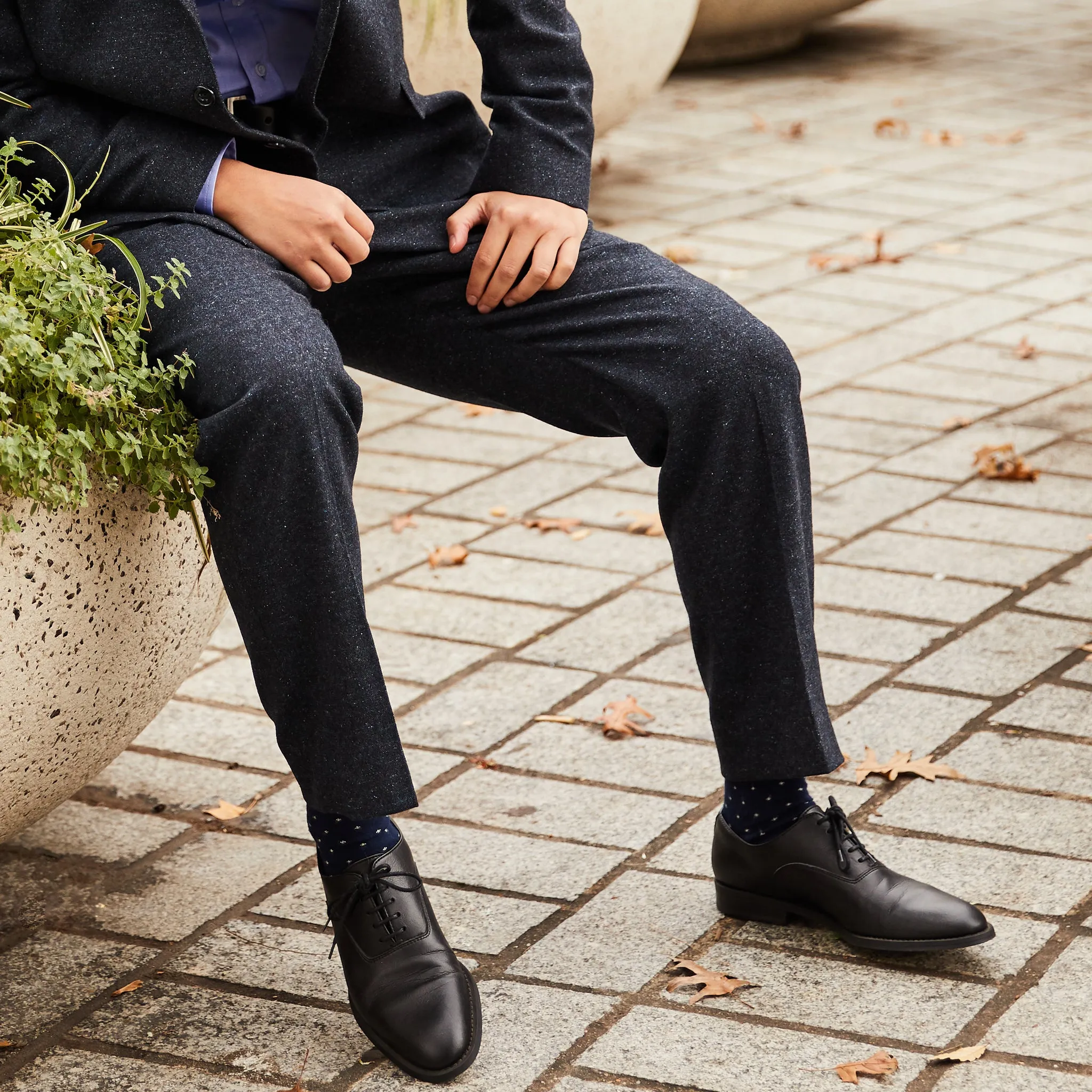 Navy Pebble Dress Pants