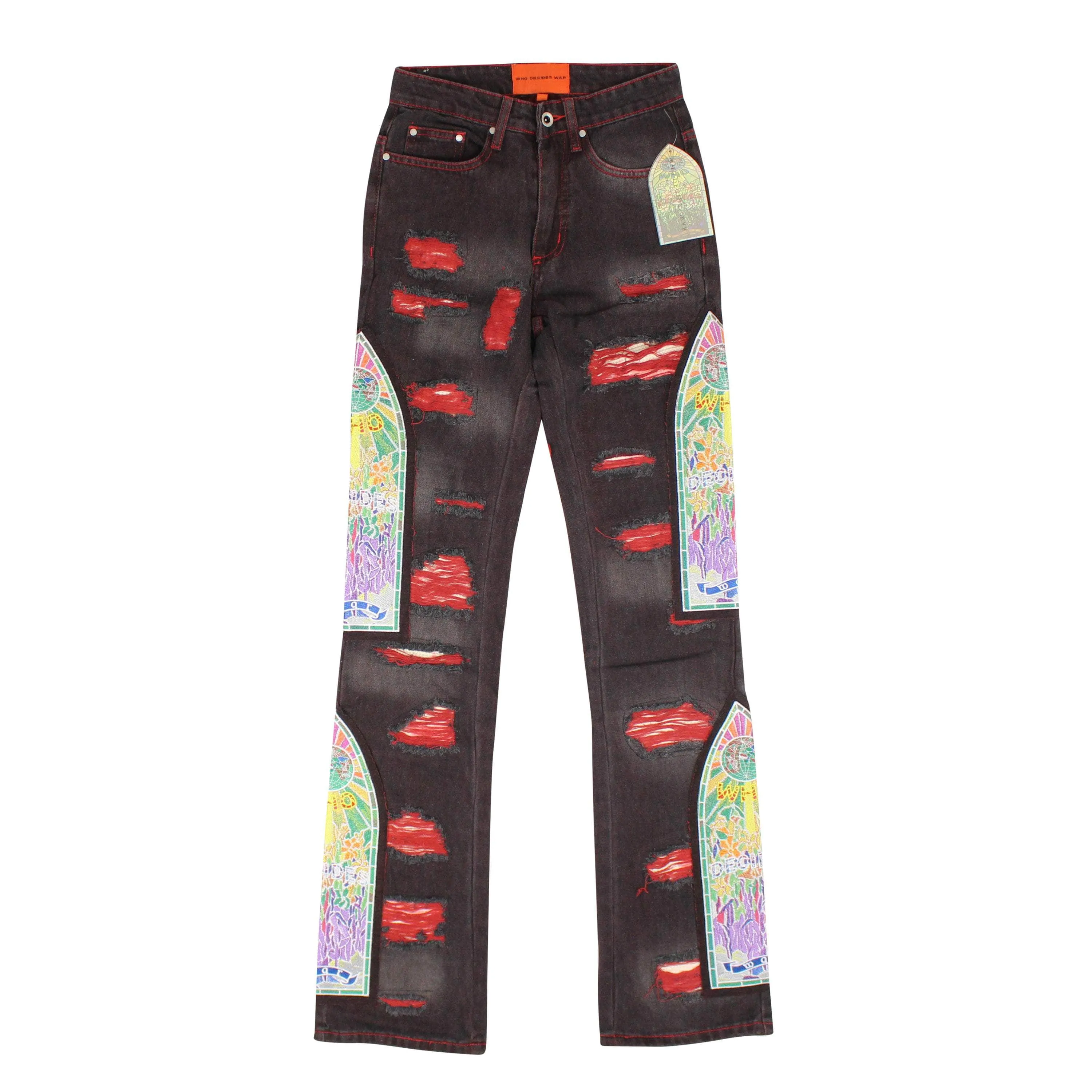 NWT WHO DECIDES WAR BLACK CRIMSON FUSION DENIM JEANS SIZE 24 $650