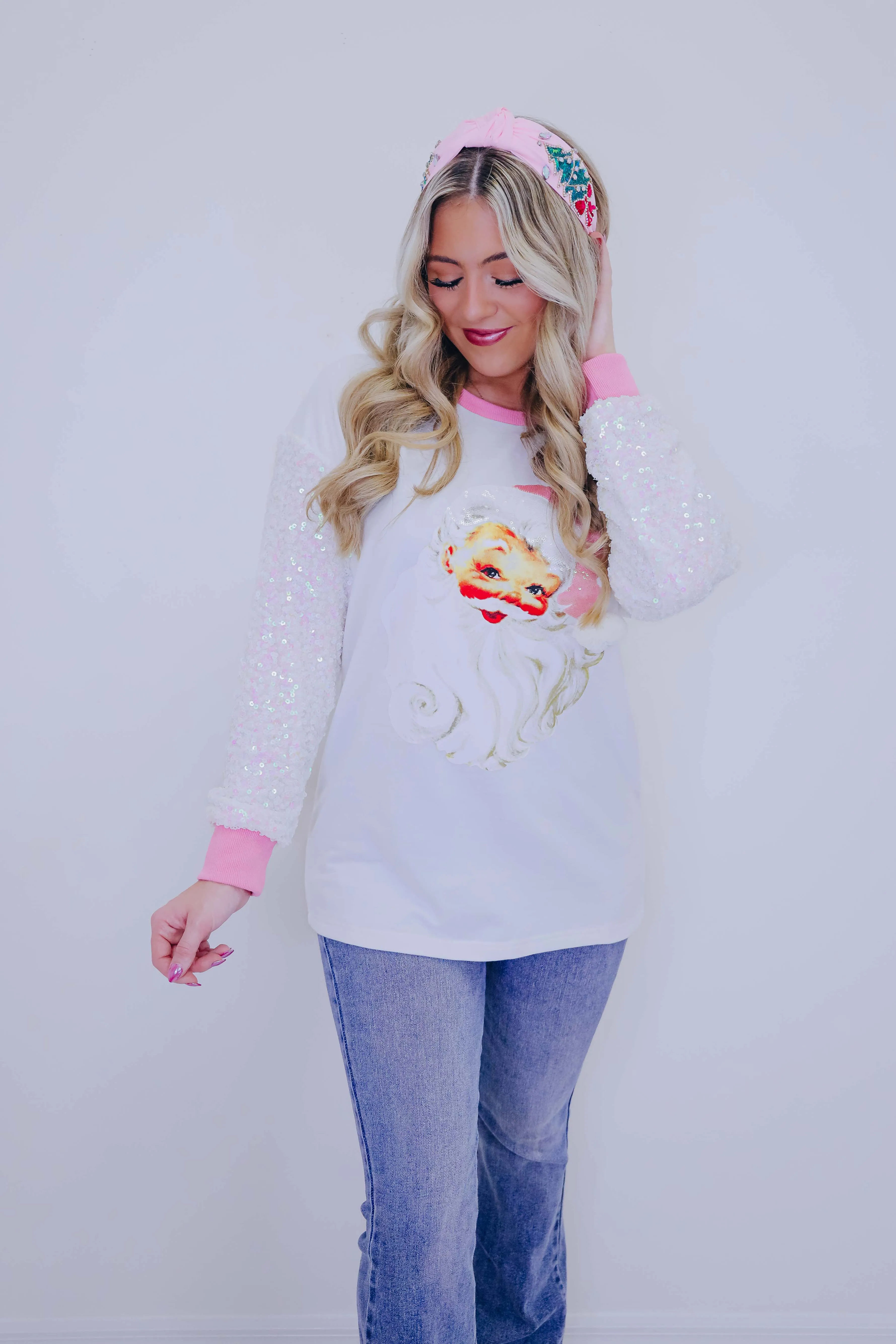 Ol' St. Nick Sequin Sleeve Top