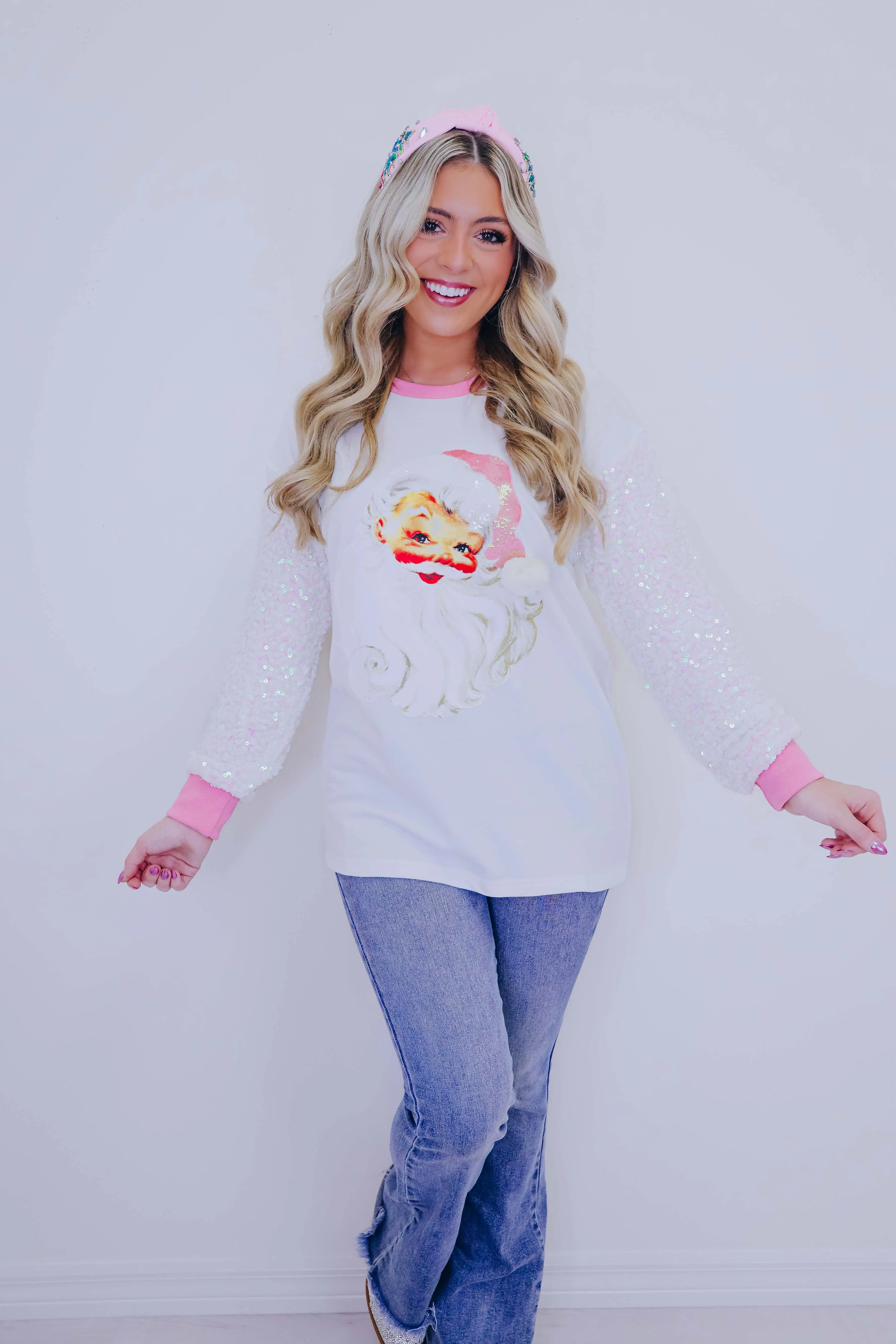 Ol' St. Nick Sequin Sleeve Top