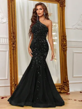 One Shoulder Sequin Mermaid Dress