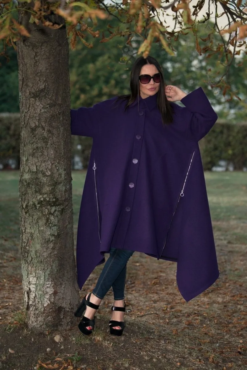 Purple Wool Women Coat FEDERICA