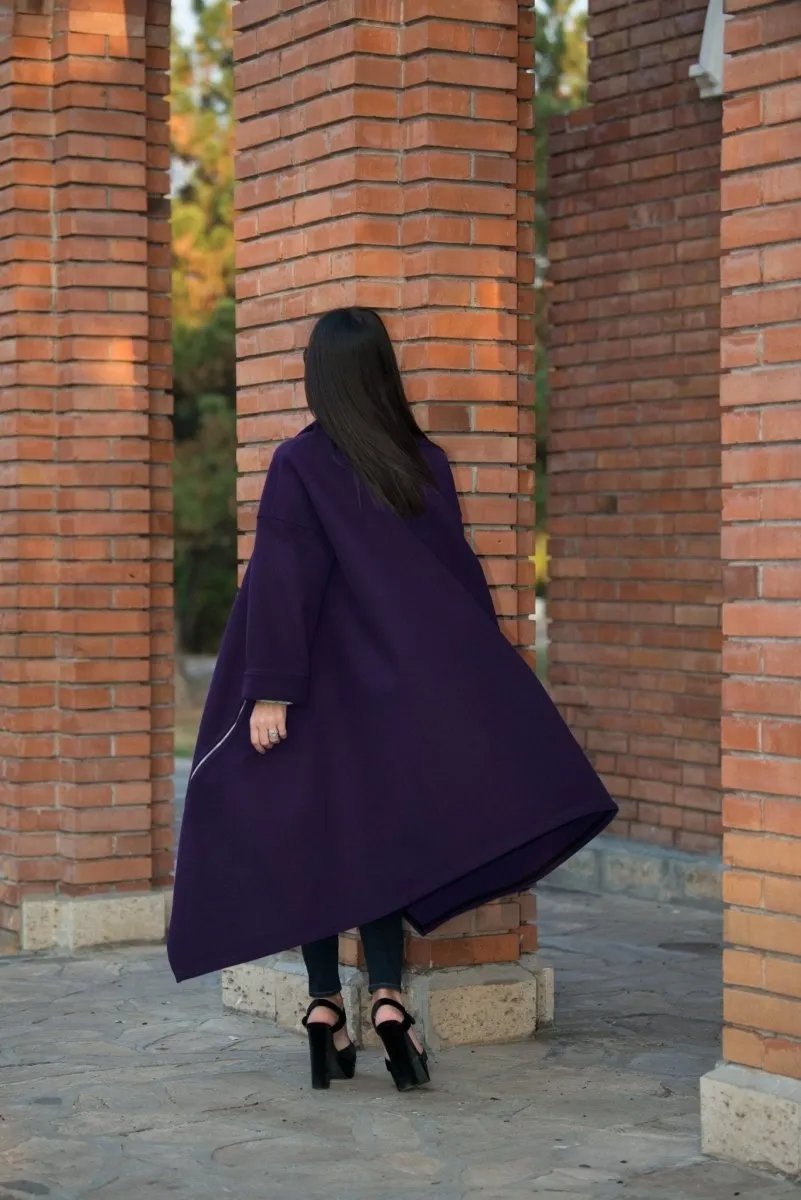 Purple Wool Women Coat FEDERICA