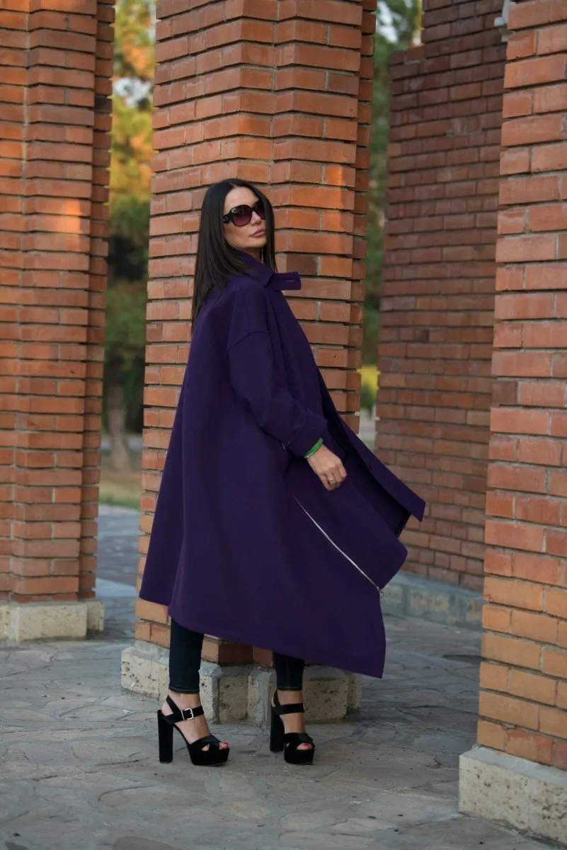 Purple Wool Women Coat FEDERICA