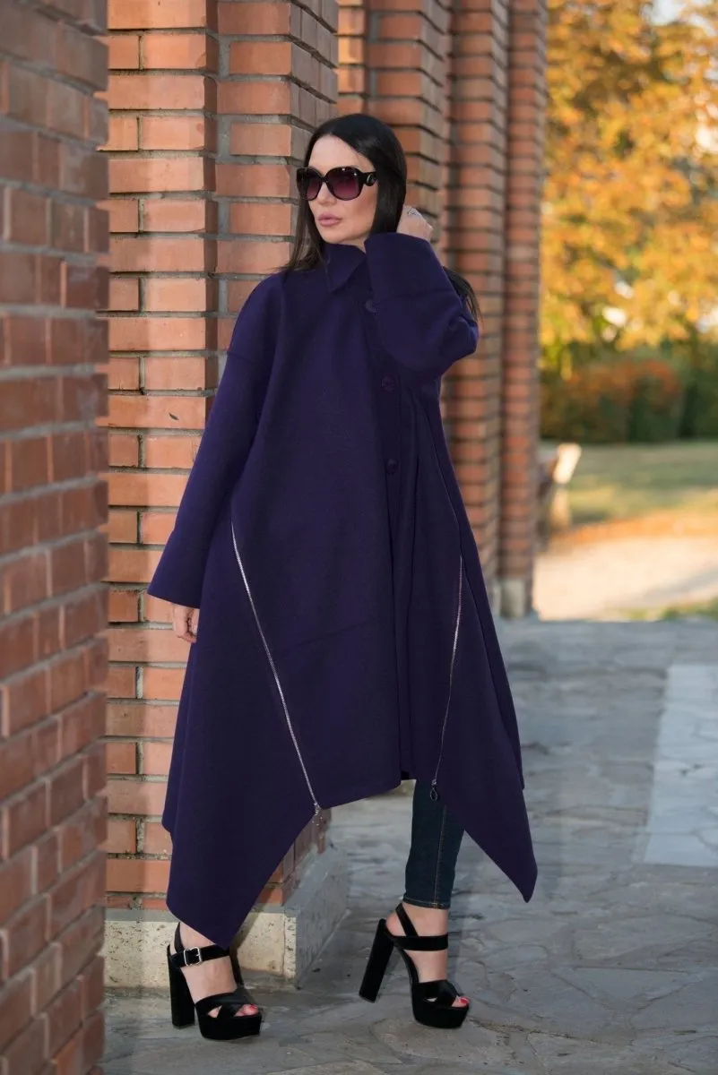 Purple Wool Women Coat FEDERICA