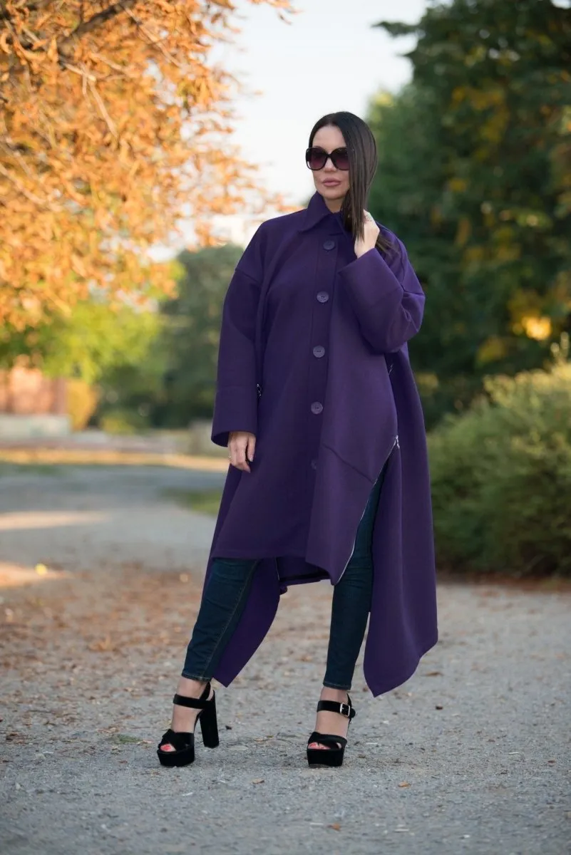 Purple Wool Women Coat FEDERICA