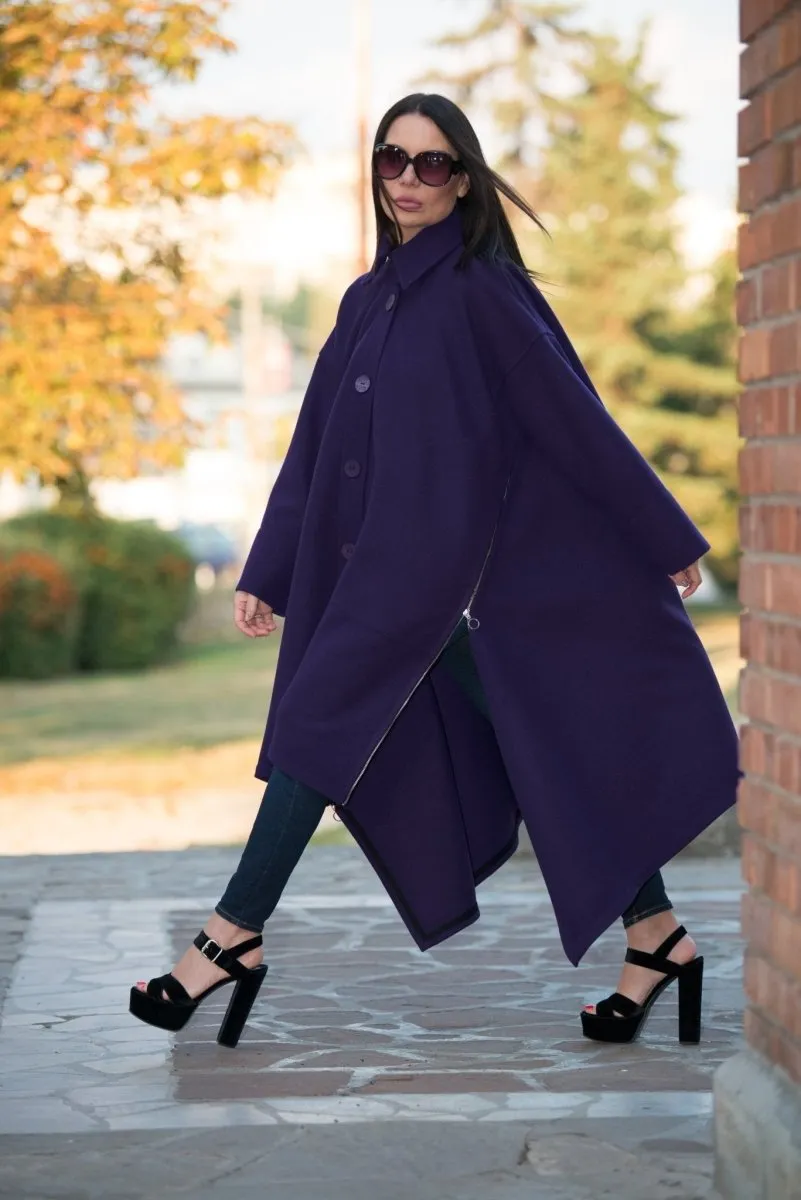 Purple Wool Women Coat FEDERICA