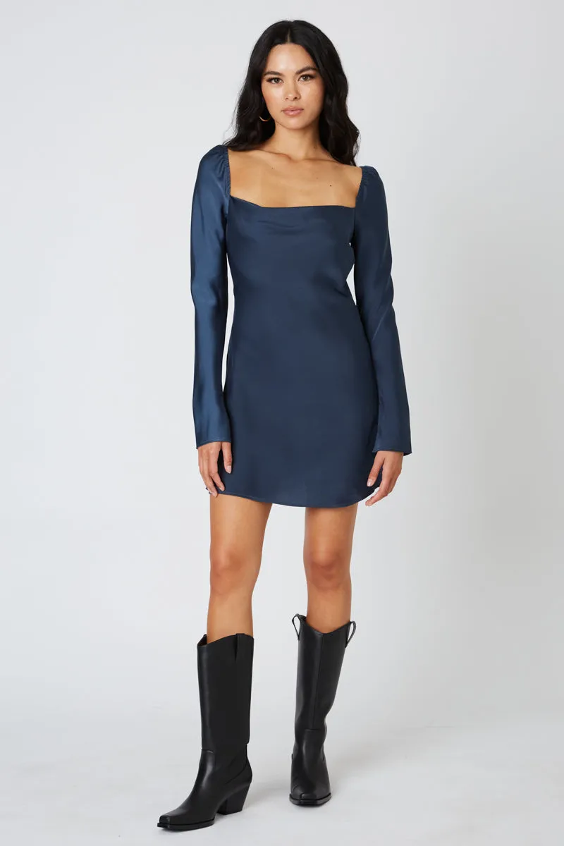 Raven Open Back Long Sleeve Mini Dress