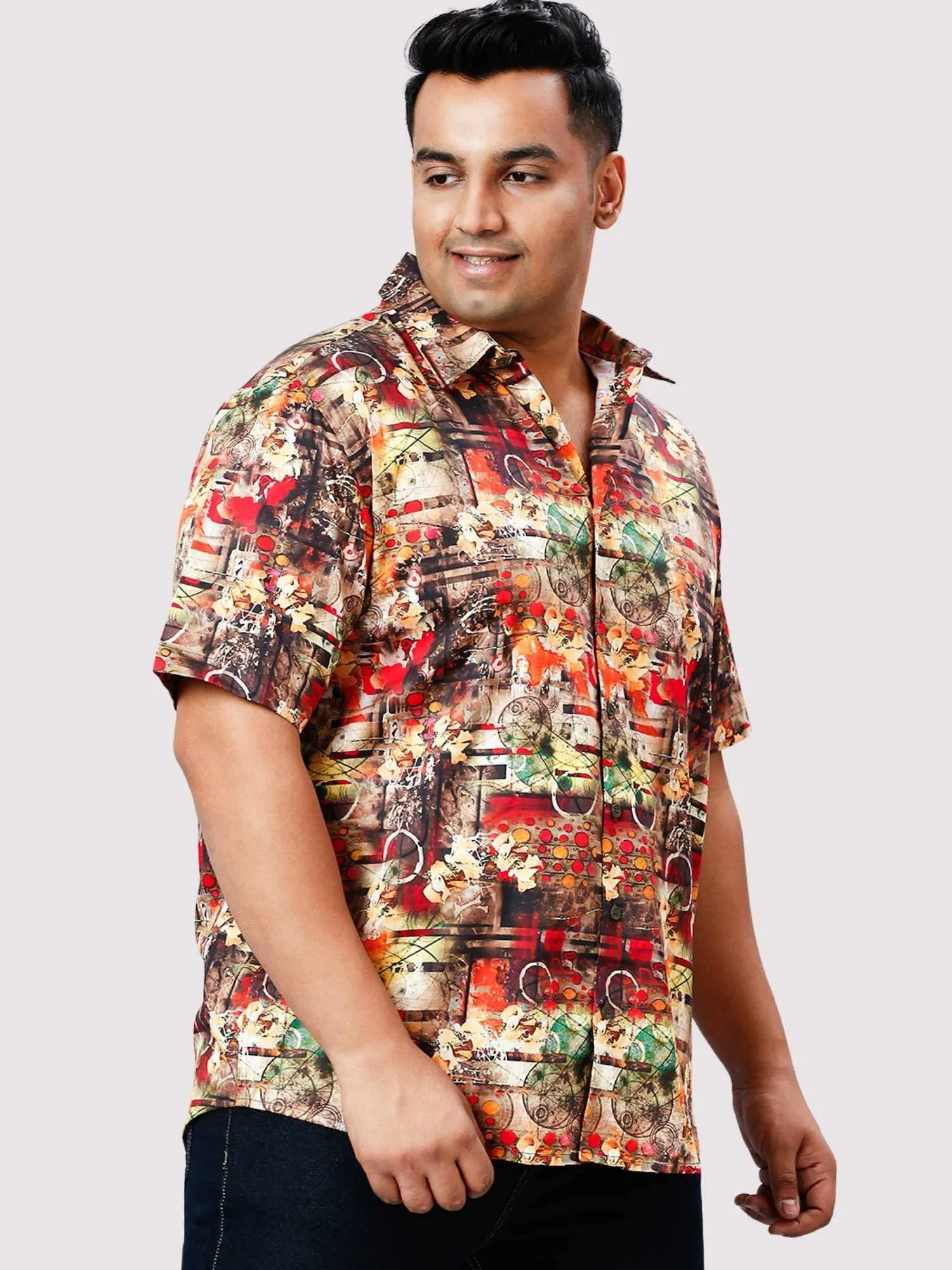 Rodeo Tone Digital Printed Half Sleeve Shirt Men's Plus Size