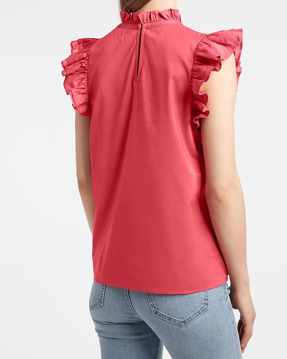 Ruffle Mock Neck Top in Rose Bloom