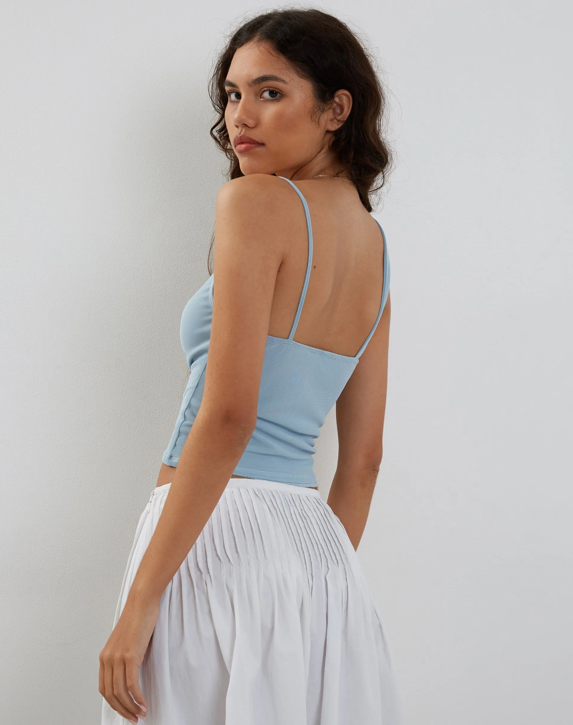 Sambu Mesh Vest Top in Pastel Blue