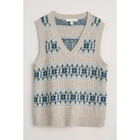 Seasalt Partridge Vest Porcelain Aran Cornflower