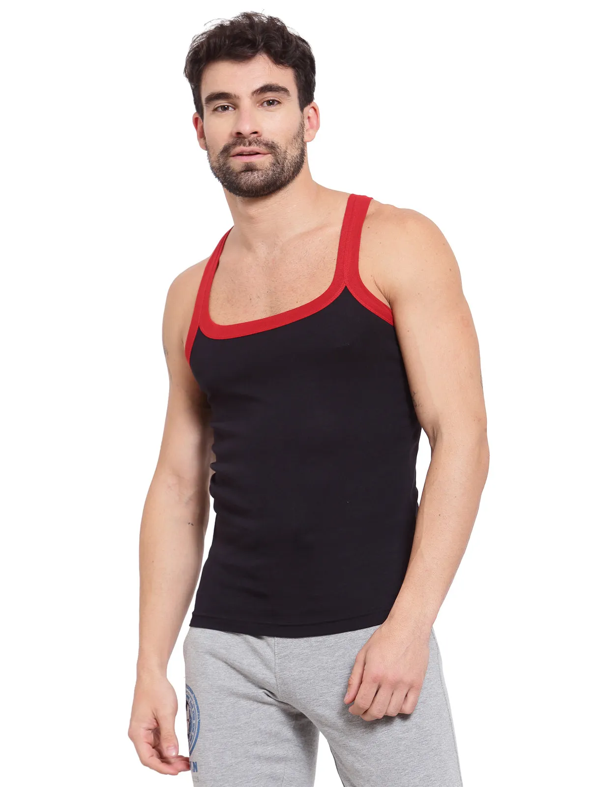 Sporto Men's Cotton Gym Vest - Black