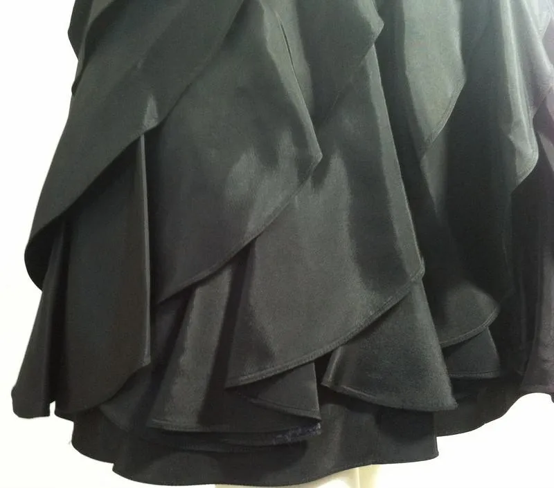 Strapless Black and White Ruched Bodice Petal Skirt Cocktail Dress circa 1980s Tadashi