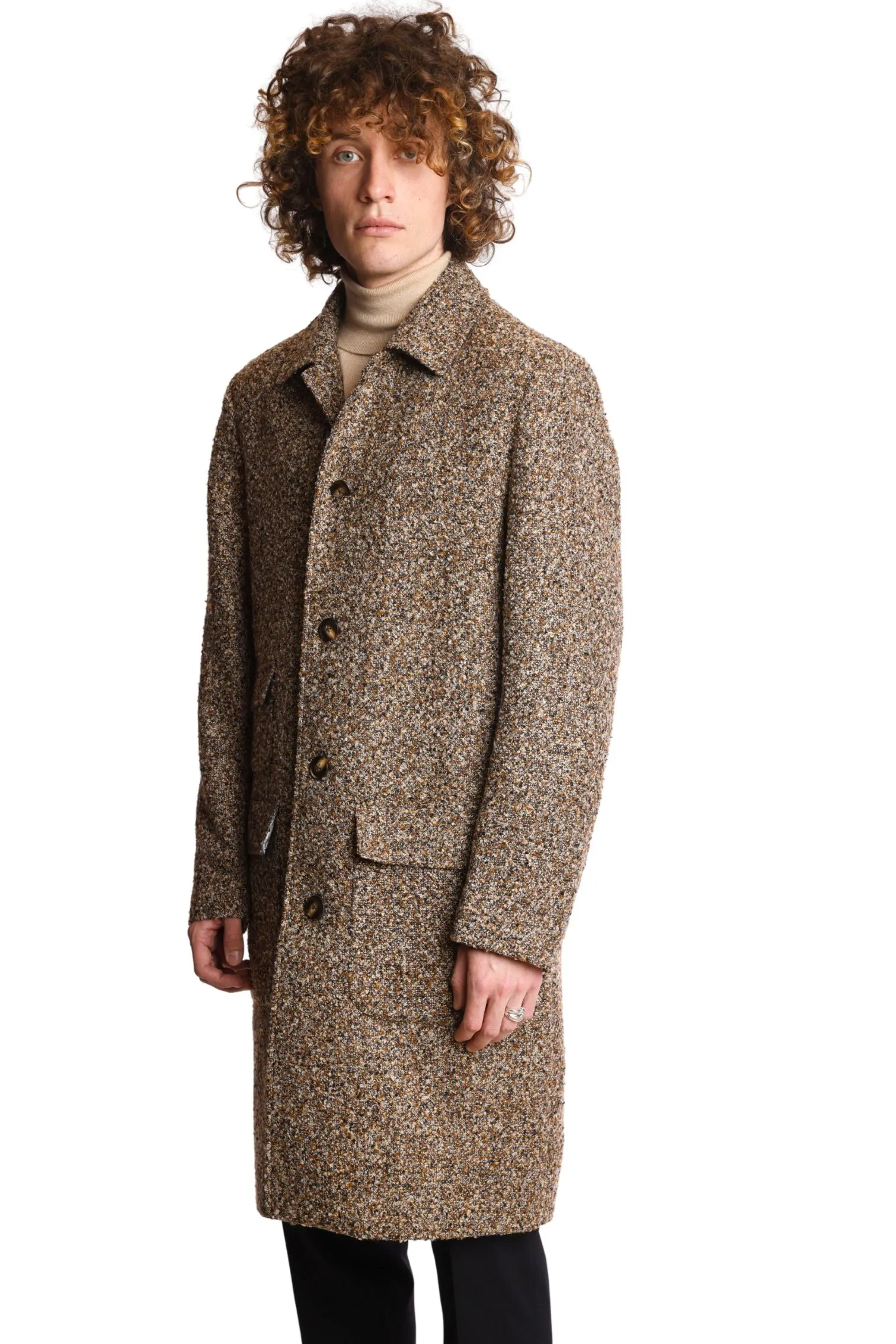 The Big Boy Overcoat - slim - Brown Boucle