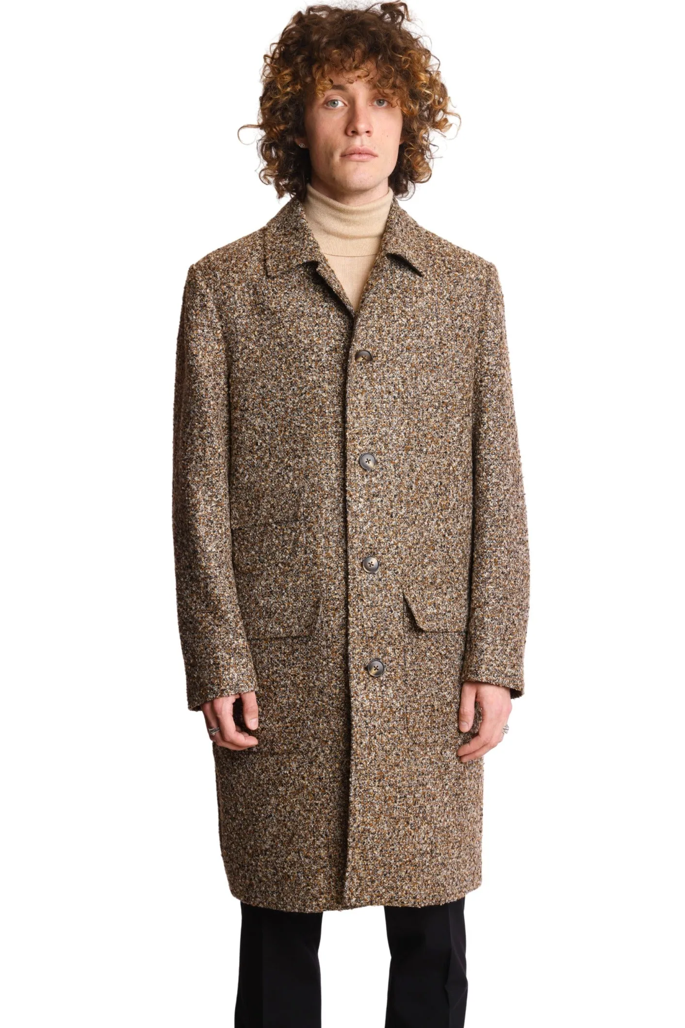 The Big Boy Overcoat - slim - Brown Boucle