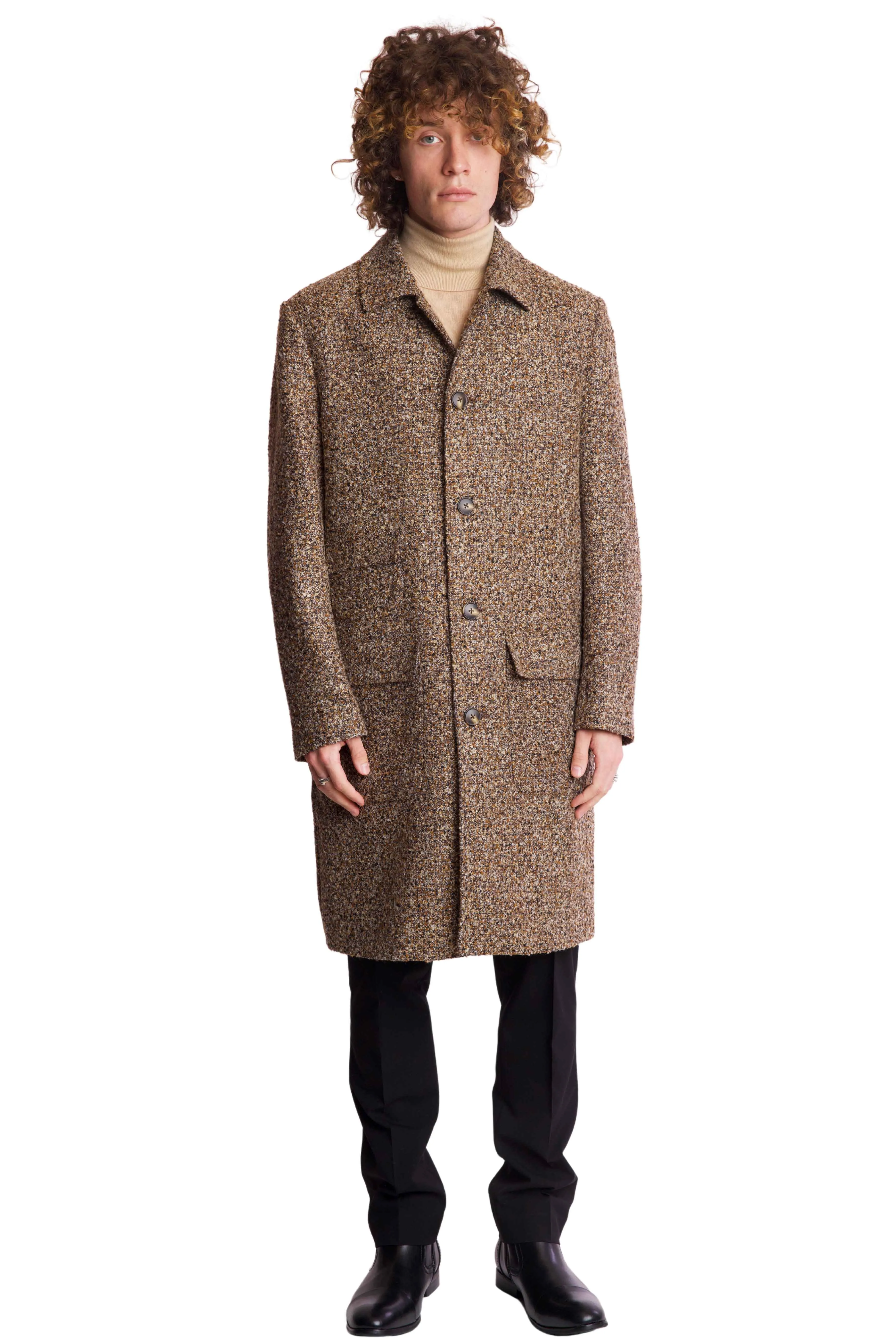 The Big Boy Overcoat - slim - Brown Boucle