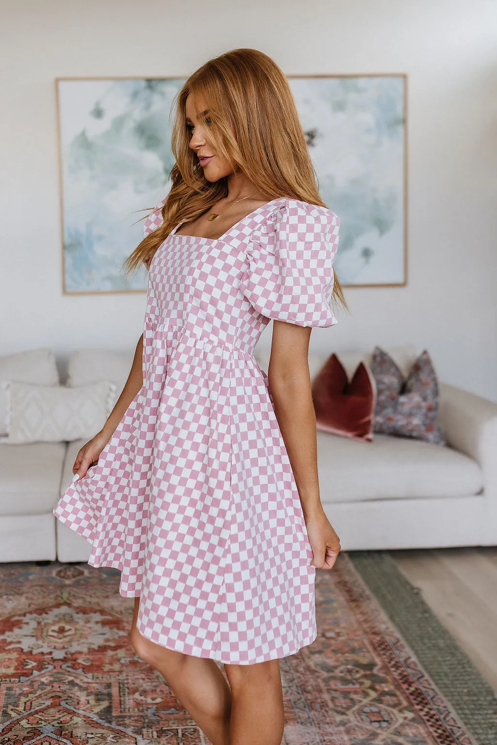 The Moment Checkered Babydoll Dress - Mittoshop