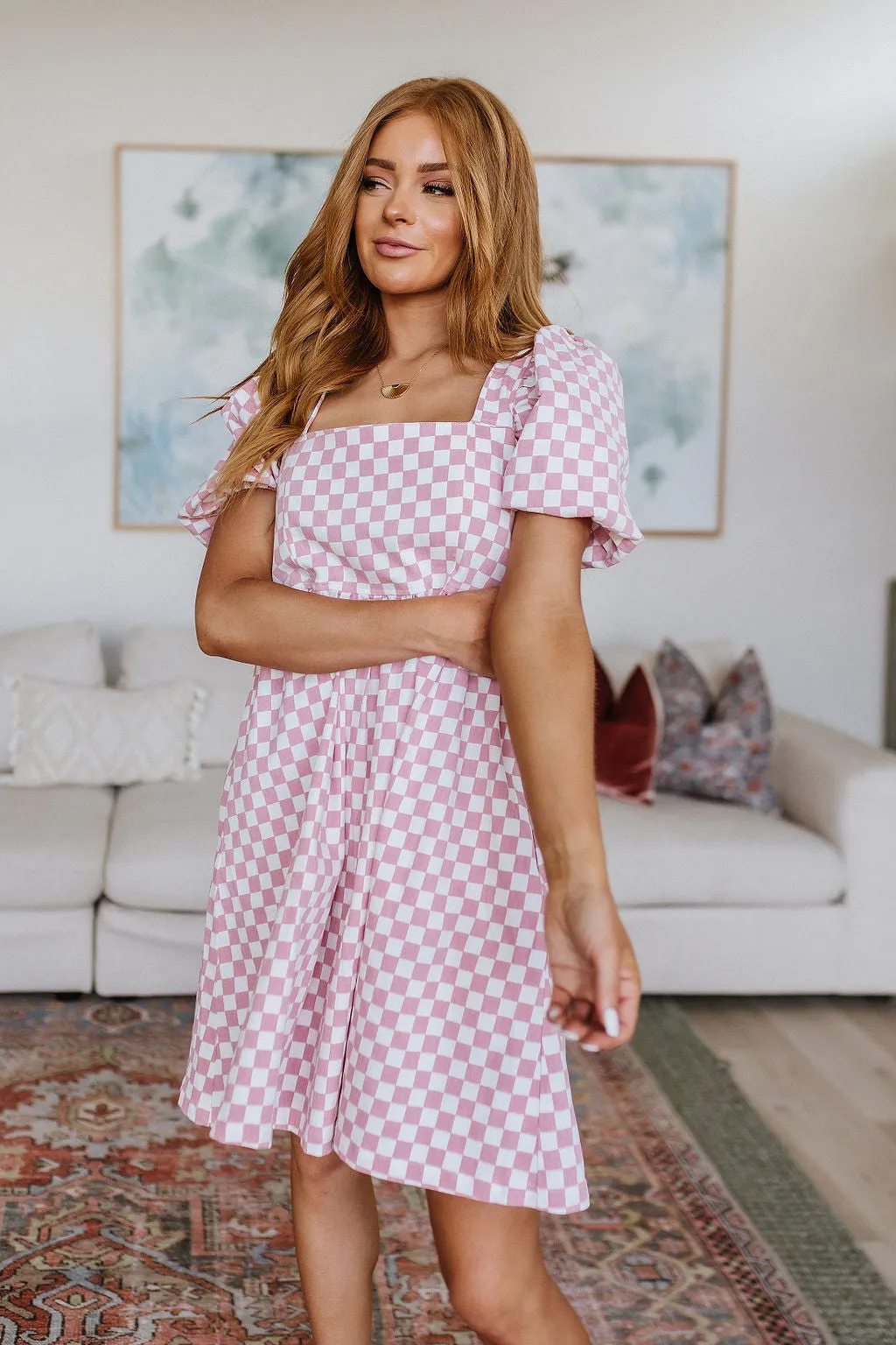 The Moment Checkered Babydoll Dress - Mittoshop