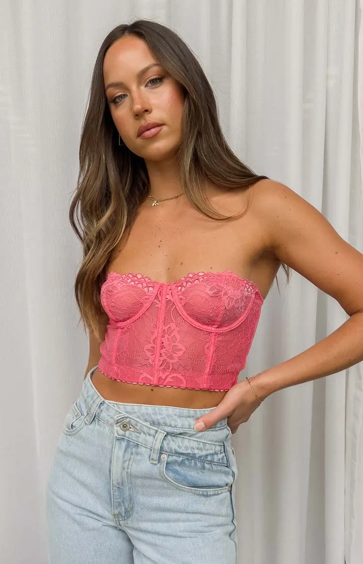 Tiarna Pink Lace Corset Top