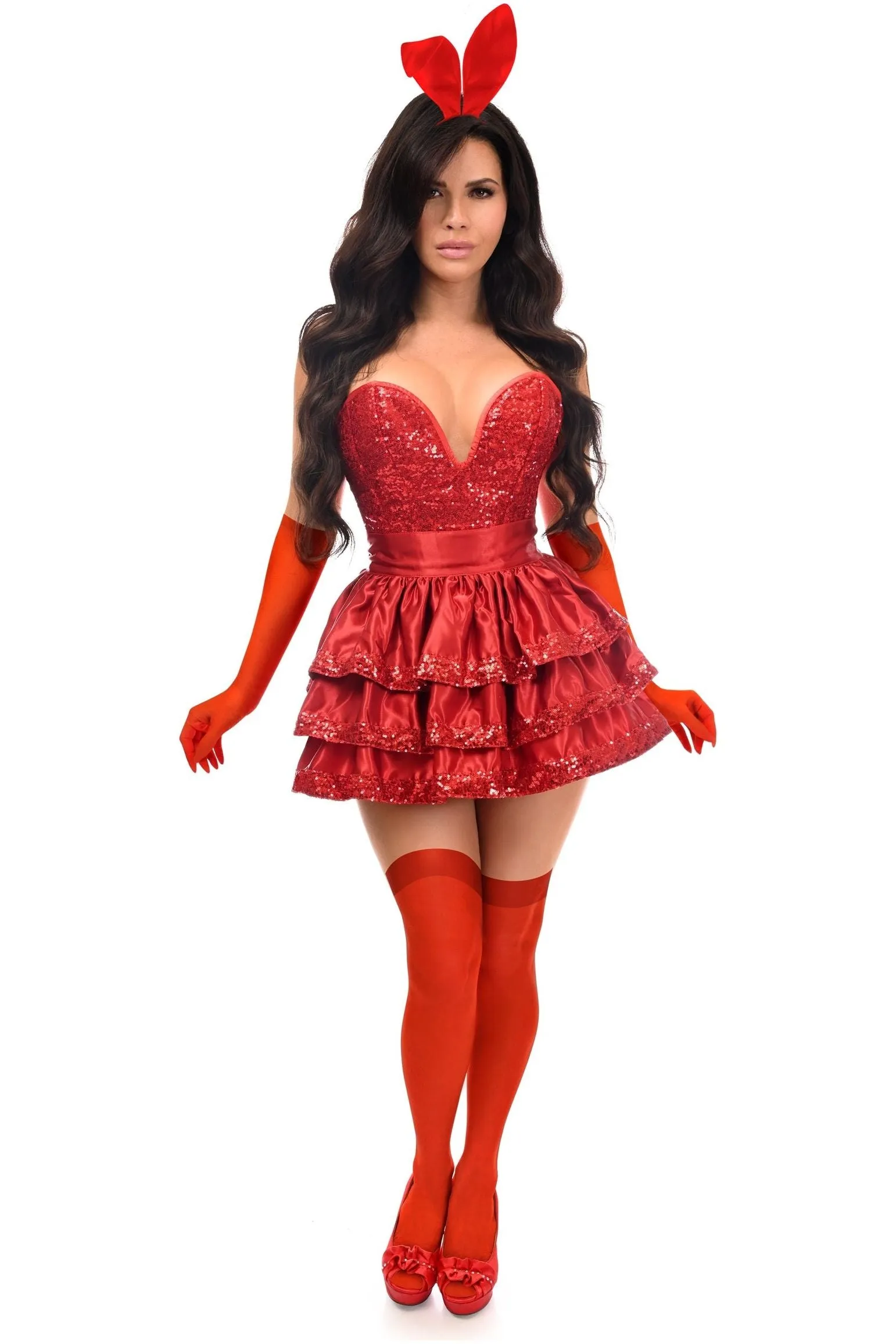 Top Drawer 5 PC Red Sequin Bunny Corset Costume