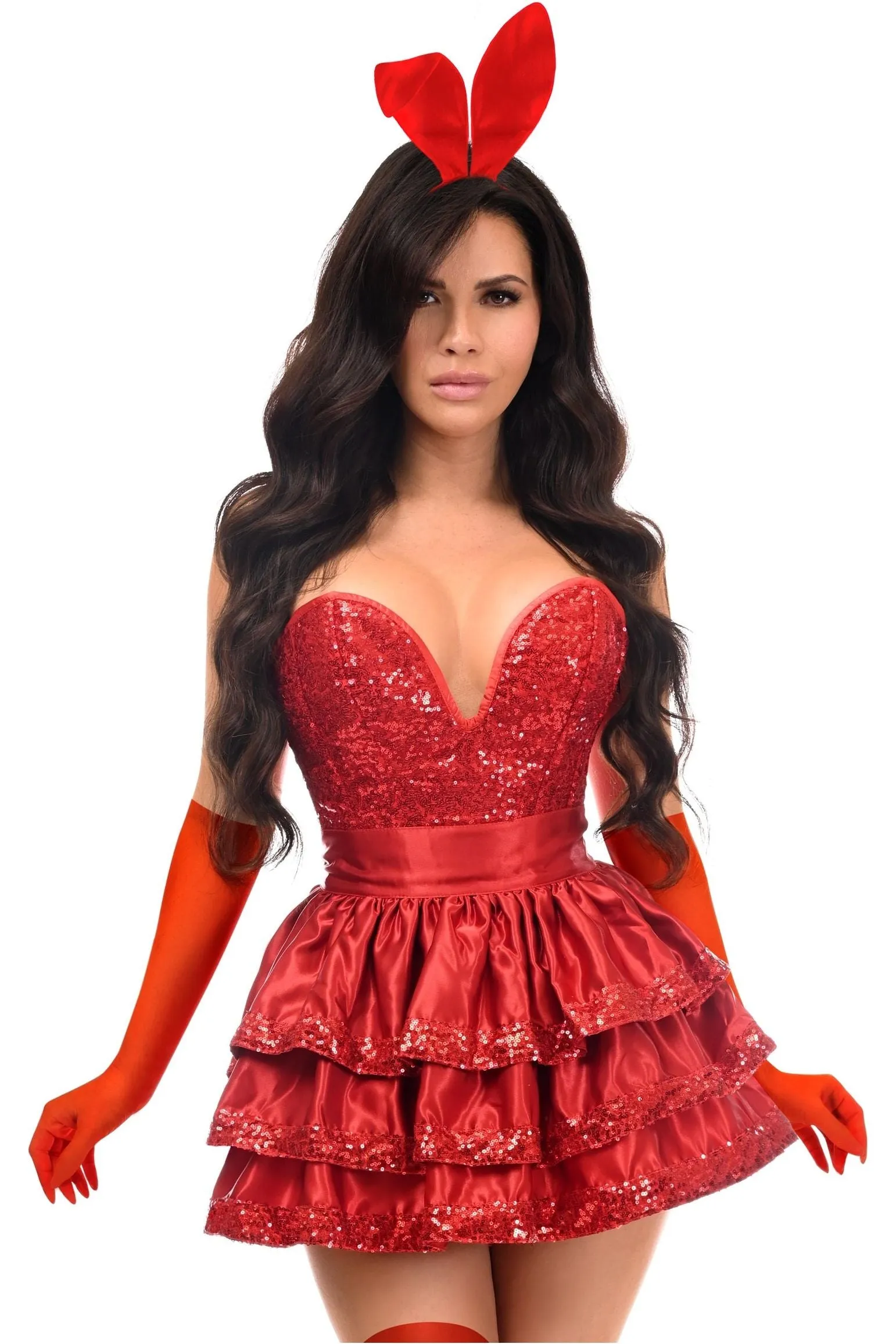 Top Drawer 5 PC Red Sequin Bunny Corset Costume