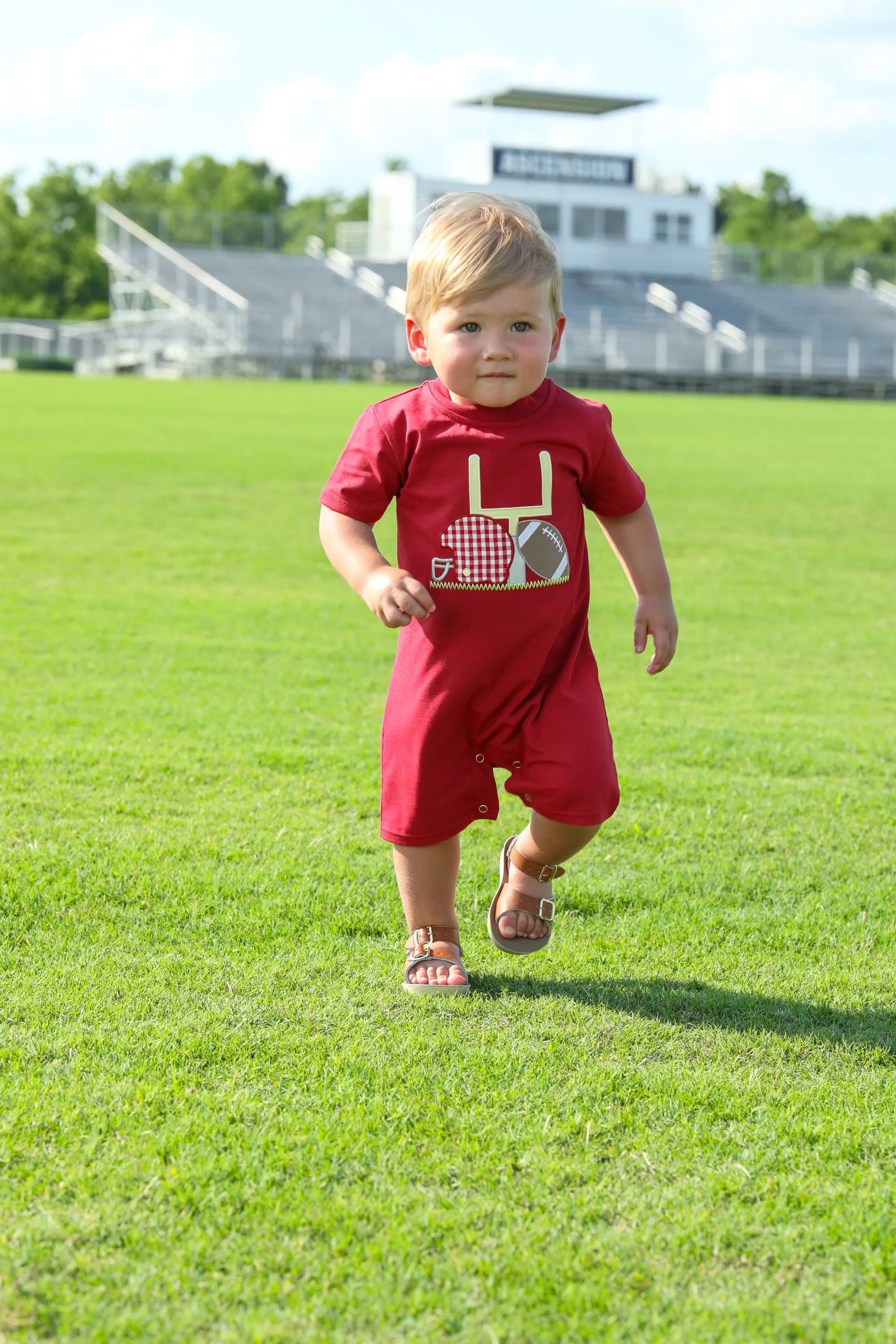 Touch Down Romper- Crimson