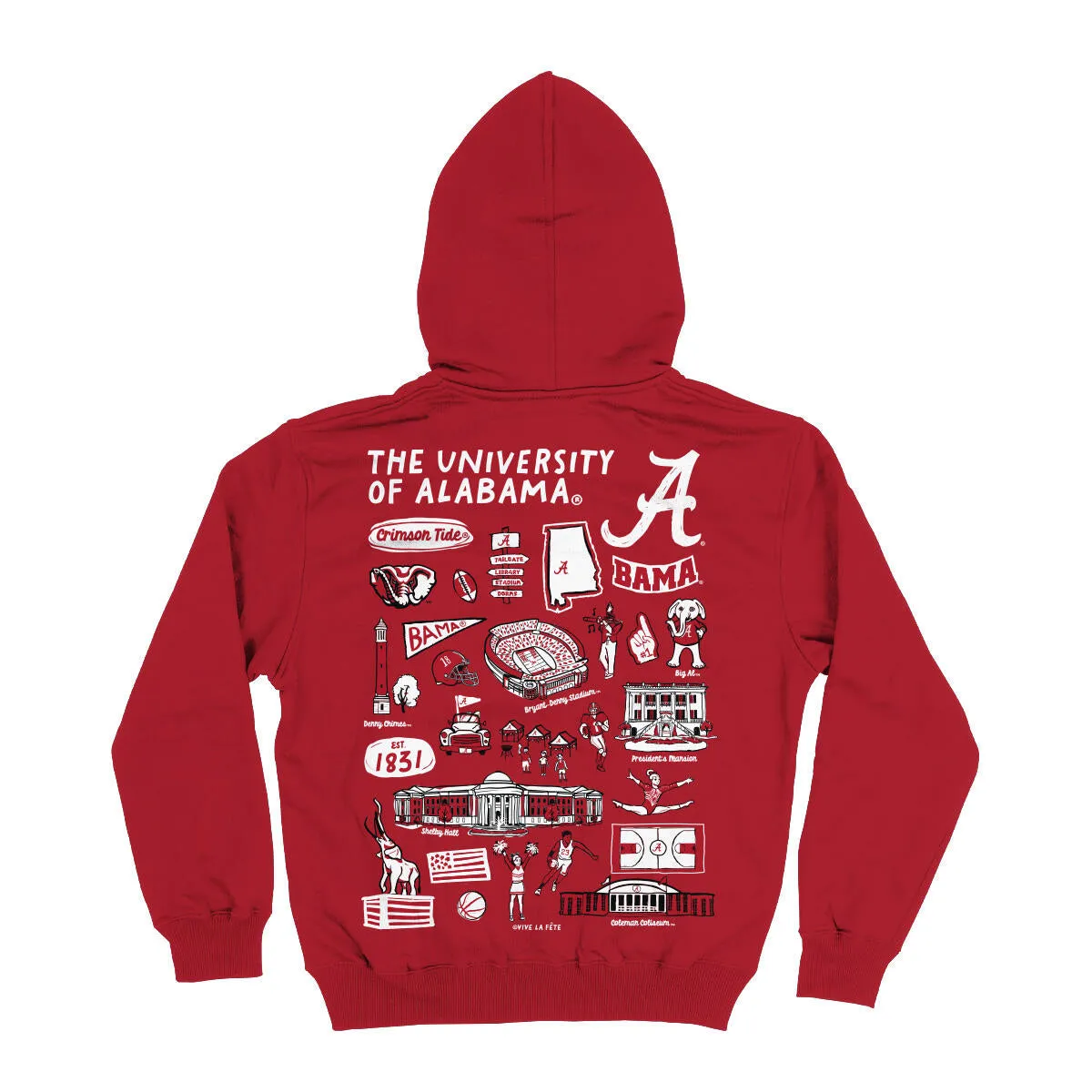 Vive La Fete Alabama Crimson Tide Vive La Fete Impressions Artwork Red Fleece Long Sleeve Hoodie 5106