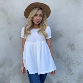 White Cotton Babydoll Tunic Top