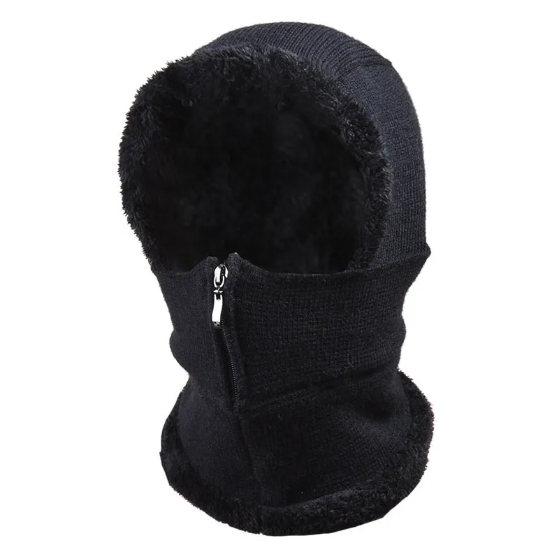 Women's autumn and winter ear protection and velvet thickened one-piece hat windproof and cold proof bib