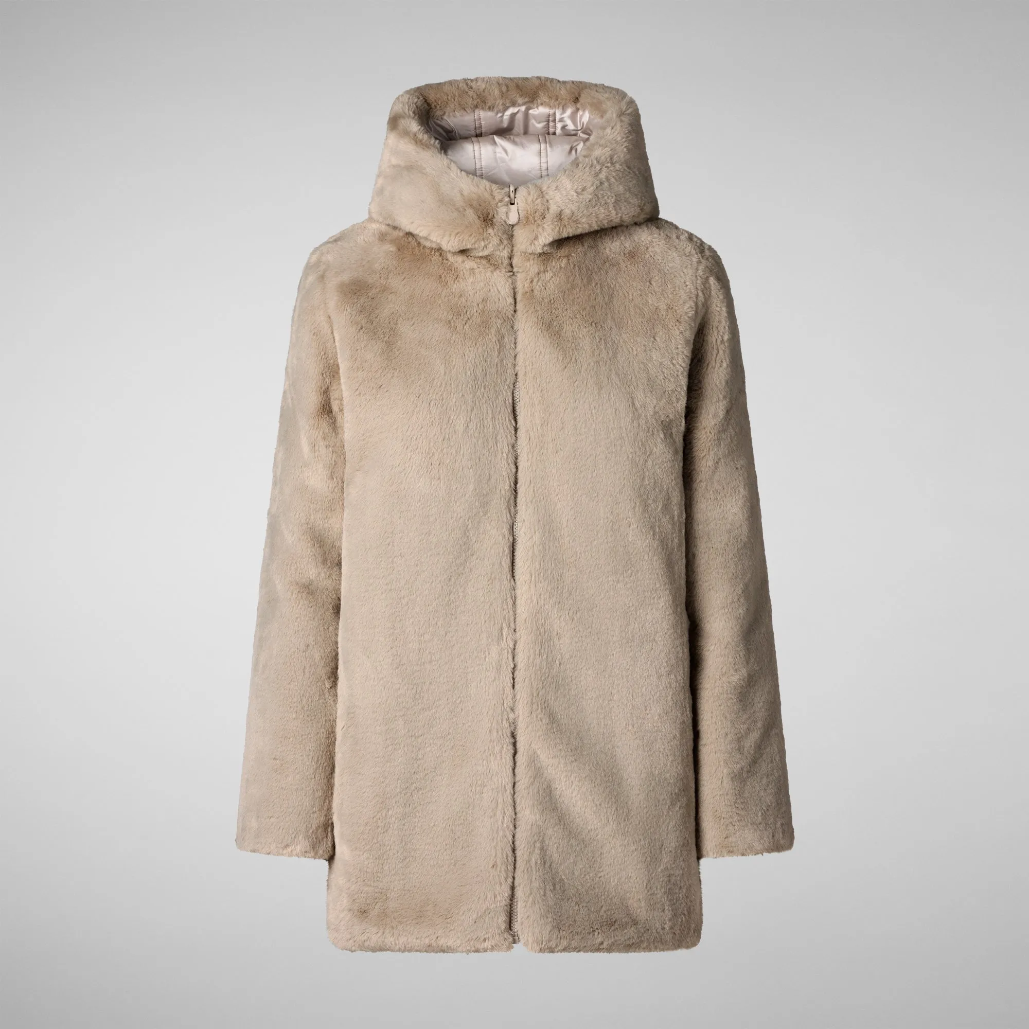 Women's Hooded Reversible Coat Bridget in Rainy Beige